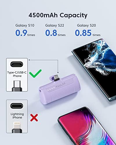 Kuulaa 4500 m Ah Compact USB-C Power Bank – Ultra-Portable Phone Charger for i Phone 15, Samsung Galaxy, LG, Moto, and Pixel Devices – Fast Charging Battery Pack for On-the-Go Power Solutions – Lightweight and Durable Travel Companion