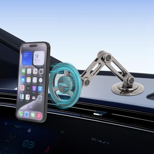 Experience the Ultimate Driving Convenience with UTEBIT Mag Safe Car Mount – 360° Rotating Magnetic Phone Holder for i Phone 15/14/13/12 Pro Max Plus & Universal Compatibility – Secure, Hands-Free Access for Safer Navigation and Calls