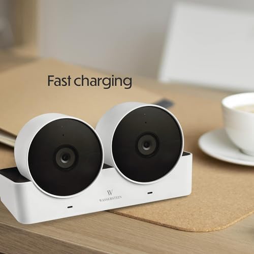 Wasserstein Premium Dual Charging Dock for Google Nest Cam – Quick Charge Station with Enhanced Compatibility for Indoor/Outdoor Use – Elegant Design with LED Charge Indicators – Optimal Solution for Concurrent Battery Charging to Maintain Home Security Efficiency
