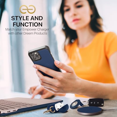 Dreem Empower Magnetic Wireless Charger Pad – High-Speed Mag Safe & Qi-Certified Charging Solution with Premium Vegan Leather Finish in Coffee – Effortless Device Alignment & Enhanced Overheat Protection for a Stylish, Tangle-Free Experience