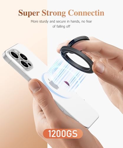 GVIEWIN Magnetic Phone Ring Holder, Compatible with MagSafe Phone Grip with Adjustable Stand, Magnet Phone Ring Kickstand for iPhone 16 Pro Max/Plus/15/14/13/12 Series/Other Phones (Purple) – Enhanced Compatibility and Speed