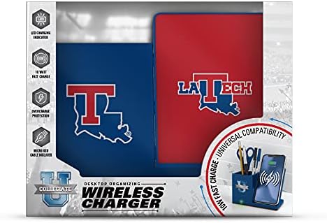 NCAA Unisex Fast Wireless Charging Stand & Desk Organizer – Stylish Multi-Device Charger for Sports Enthusiasts, Efficient Workspace Solution with Built-in Accessory Compartments