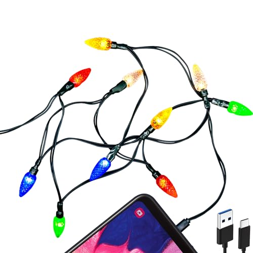Festive LED Holiday Charging Cables – MACLARONX 2 Pack USB-A to Type-C 55″ Charger with 10 Decorative Bulbs for Fast Charging Compatibility with Samsung and Android Devices – Perfect for Christmas Decor and Efficient Power Solutions
