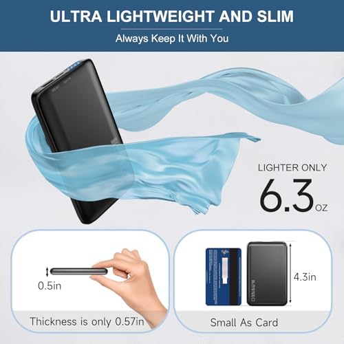 KOVNLO Ultra-Thin 10000 m Ah USB Power Bank for Heated Vests and Mobile Devices – Lightweight, High-Speed Charging for i Phone & Android Users – Perfect Outdoor Companion for Comfort and Connectivity