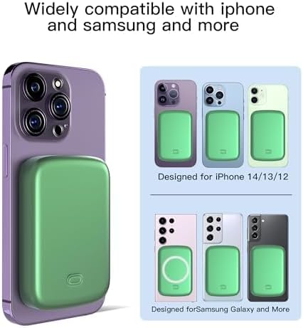 Magnetic 10,000 m Ah Fast Charging Power Bank for i Phone 15/14/13/12 – 20 W Wireless Portable Charger with USB-C Dual Ports & Cable – Effortless Magnetic Attachment for On-the-Go Power Efficiency