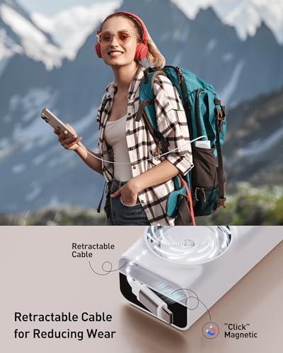 Ultimate i WALK 20000 m Ah Laptop Power Bank – Fast Charging 65 W Portable Charger with Retractable USB-C Cable & LED Display – Triple Output Compatibility for Mac Book Pro/Air, i Phone 16/15 Series, i Pad Pro, Samsung S25/S24 – On-the-Go Power Solution for Busy Professionals