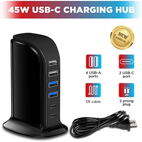 Elevate Your Charging Game with Upoy’s Ultimate USB Power Hub: Multi-Device Charging Station with 5 ft Extension Cord for i Phones, Tablets, and Earbuds – Fast, Efficient Power Adapter for Home and Office Use with Advanced Safety Features