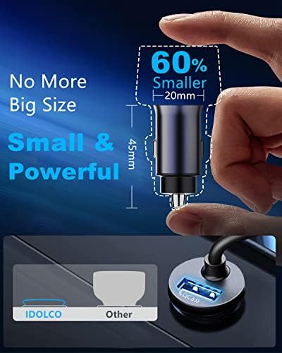 Dual-Port USB C Car Charger with 50 W Power Delivery – Super Fast Charging Adapter for i Phone 15/14 & Galaxy S24/S23 – Includes 4 ft Type C Cable – Enhanced Compatibility for Android Devices – Compact & Durable Cigarette Lighter Charger for On-the-Go Power Solutions
