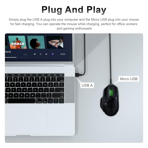 High-Speed Mouse Charging Cable for Razer Naga Pro, Viper Ultimate, Death Adder V2 Pro, and Basilisk Ultimate – 5.9 ft Micro USB Nylon Braided Cable for Enhanced Durability and Flexibility in Gaming Setup