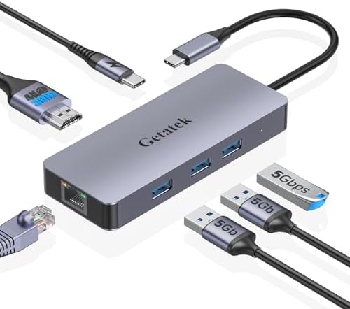Enhance Your Digital Workflow with the Premium 6-Port USB-C Ethernet Hub – Unleash 10 Gbps Data Speeds, Stunning 4 K@60 Hz HDMI Output, and 100 W Power Delivery for Mac Book, Dell, Lenovo, i Phone 15 & Pro Max – Ideal for Professionals Seeking Seamless Connectivity and Versatile Performance!