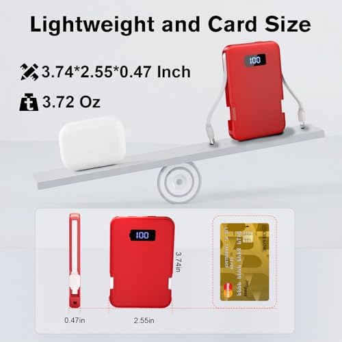 Ultra-Slim 5000 m Ah Portable Charger with Built-in Cables – Travel-Friendly Power Bank for i Phone & Android Devices – Lightweight, Efficient, and Universally Compatible External Battery Pack – High-Speed Charging with Multiple Safety Protections – Perfect for Daily Use and Emergency Power Needs – Ideal for Travelers and On-the-Go Charging Solutions