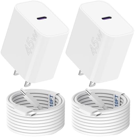 Unleash Speed with the 45 W i-Phone 16 Pro Max Fast Charging Wall Charger – Complete with 10 FT USB C Cable for Enhanced Connectivity and Versatile Compatibility with i-Phone 16 Series, 15 Series, and Android Devices – Experience Rapid Power Delivery and Superior Durability for Home, Office, or Travel Use
