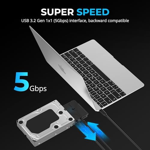 SABRENT USB 3.0 to SATA External Hard Drive Docking Station with Cooling Fan – Hot Swappable Adapter for 2.5/3.5-Inch HDD/SSD, Supports UASP and 22 TB Storage Capacity – Effortless Data Management and Enhanced Performance