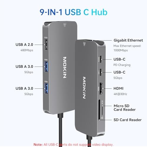 Transform Your Mac Book Workflow with Our 9-in-1 USB C Adapter: A High-Performance Connectivity Hub Featuring 3 USB Ports, HDMI Output, RJ45 Ethernet, 100 W Power Delivery, and SD/TF Card Reader – Ideal for Professionals and Students Seeking Seamless Data Transfer and Versatile Connectivity