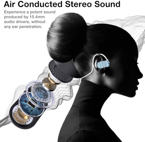 Purity Air Open Ear Headphones – Advanced True Air Conduction Wireless Bluetooth Earbuds with Dual Mic for Clear Calls – Ergonomic, Sweat-Resistant Design for Active Lifestyles – Compatible with i Phone & Android – Ultimate Comfort and Audio Awareness