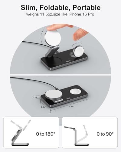 Versatile Foldable 3-in-1 Wireless Charging Station for Apple Devices – Mag Safe Compatible Charging Dock for i Phone 16, 15, 14, 13, 12, Air Pods Pro, and Apple Watch Ultra – Fast, Efficient, and Compact Design in Sleek White Finish