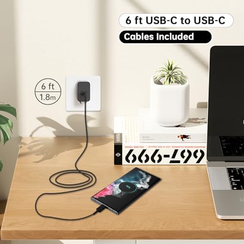 Experience Lightning-Fast Charging with the 45 W Samsung USB-C Power Duo – Optimized for Galaxy S24, S23, S22, Note 20/10+ | Includes 6 FT High-Quality Cable | Compact, Travel-Ready Design | Advanced Overheat Protection for Safe, Reliable Power