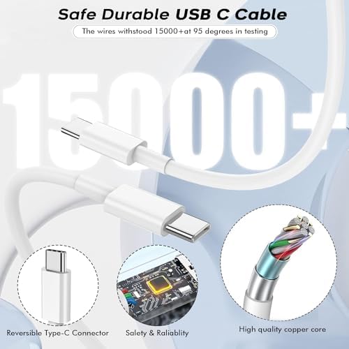 10-Foot Ultra-Fast i Phone Charging Cable 3-Pack with USB-C PD Wall Charger – Exceptional Compatibility for i Phone 14/13/12/11 Pro Max/XS Series – Durable Lightning Cable Solution for On-the-Go Charging Convenience and Rapid Power Delivery