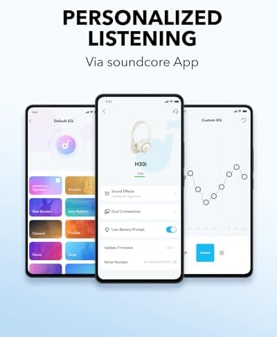 Soundcore H30 i Wireless On-Ear Headphones – Experience Unmatched 70-Hour Playtime with Bluetooth 5.3 Connectivity, Ultra-Lightweight Comfort, and Foldable Design for Effortless Portability and Deep Bass Enjoyment, Perfect for Music Lovers and Professionals Alike