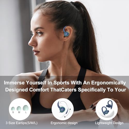 Ultimate Wireless Earbuds with Bluetooth 5.3 – Sport-Ready Headphones Featuring Advanced ENC Noise Cancellation, 48-Hour Battery Life, Secure Fit Earhooks, Deep Bass Sound, and IP7 Waterproofing for Peak Performance – Sleek Black Design for Active Users