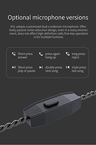 KBEAR KS1 Premium Wired Earbuds with Microphone – Superior In-Ear Monitors for Rich Deep Bass & Hi-Fi Stereo Sound – Noise-Isolating Design with Tangle-Free Removable Cord – Ergonomically Crafted for Comfort & Enhanced Device Compatibility in Workouts and Daily Use