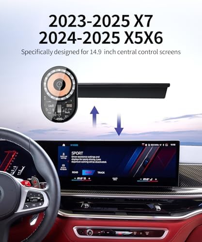 Wireless charging car phone holder For 2019-2023 BMW The X5 / 2020-2023 BMW X6 /2019-2022 BMW X7 Accessories 12.3-inch Screen Fixed Clip,360° Rotation car phone mount Compatible with MagSafe – Enhanced Compatibility and Speed