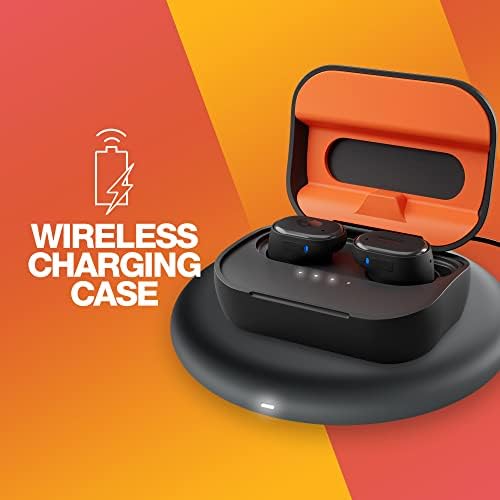Skullcandy Grind Fuel Wireless Earbuds – Bluetooth Headphones with 40-Hour Battery Life, Noise-Isolating Comfort, and Wireless Charging Case – Customizable Audio via Skull-i Q App – True Black/Orange – Perfect for Music Lovers on the Go