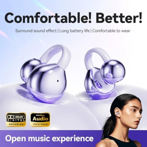 Next-Generation Clip-On Bone Conduction Bluetooth Earbuds for Active Individuals – Ultra-Lightweight, Secure C-Shape Design Perfect for Runners and Fitness Buffs – Enjoy Open-Ear Sound with Advanced Bluetooth 5.4 Technology for Maximum Comfort and Versatile Device Compatibility – Stay Aware and Motivated During Every Workout with Premium Audio Performance and Ergonomic Fit