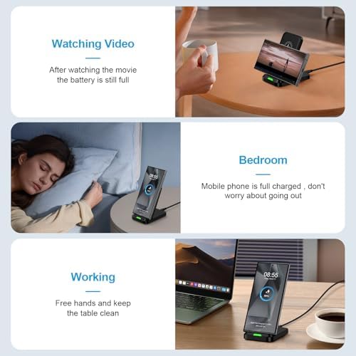 15 W Fast Wireless Charging Stand for Google Pixel 9 Pro & Samsung Galaxy Devices – Anti-Slip, Case-Friendly Dock with 18 W QC3.0 Adapter – Dual-Coil Design for Vertical & Horizontal Charging – Safe, Reliable Power Station with Multiple Protection Features – Ideal for Pixel 9 Pro XL, Fold, 8 Pro, 7 Series & More – Quick Charge for i Phone 16 & Moto G Stylus 5 G – Enhance Your Charging Experience with High-Speed Performance and Versatile Compatibility – Perfect for Home or Office Use