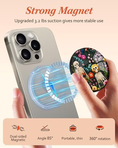 Adorable Cartoon Mag Safe-Compatible Phone Grip Stand – Lightweight Kickstand Ring Holder for Enhanced Usability – Perfect Accessory for i Phone 16/15/14/13/12 with Playful Design for Women and Girls – Durable, Easy-to-Install Magnetic Phone Accessory