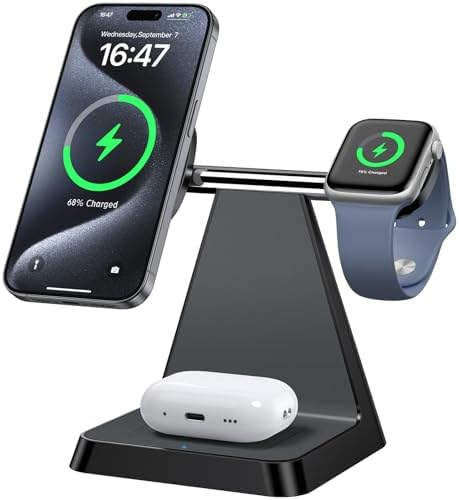 Revolutionize Your Charging Experience with the 3 in 1 Magnetic Wireless Charger – Fast, Compatible, and Space-Saving Solution for Smartphones, Smartwatches, and Earbuds