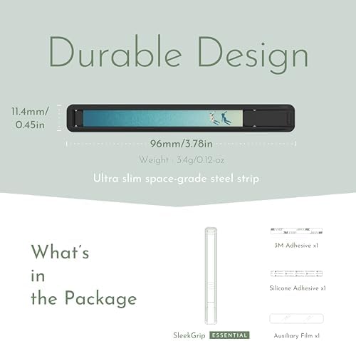 Sleek Strip Ultra-Thin Phone Grip & Kickstand – Lightweight Finger Holder for i Phone & Android – Customizable Loop Design with Dual Viewing Angles – Pocket-Friendly, Strong Adhesive, and Stylish Color Options for Enhanced Mobile Experience