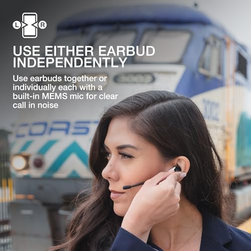 JLab Work Buds: Premium In-Ear True Wireless Headset with Detachable Noise-Canceling Boom Mic, 55+ Hours Playtime, Bluetooth Multipoint Connectivity, and USB-C Charging Dock for Ultimate Versatility and Comfort