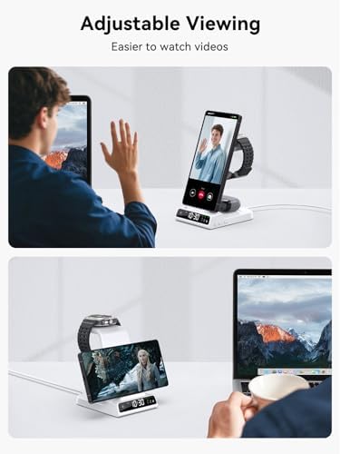 Upgrade Your Charging Experience with the Premium 3-in-1 Wireless Charger Station for Samsung Devices – Ultra-Fast Dock for Galaxy S24 Ultra, S23 Ultra, Z Flip 6, Fold 5, Galaxy Watch 7/6/5 Pro, and Buds – Modern Wood Grain Design with Integrated Clock for Enhanced Organization and Style