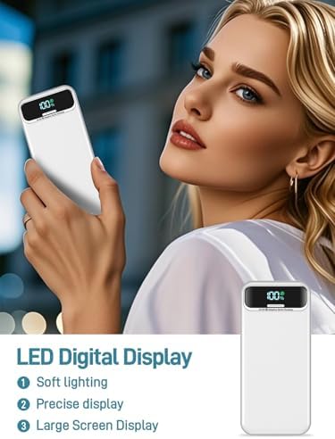 Ultimate 20,000 m Ah Portable Charger with Built-in Cables & AC Plug – Super Fast PD20 W & SCP22.5 W USB-C Power Bank for Quick Device Charging – LED Display & Universal Compatibility for i Phone, Samsung & More – Essential Travel Accessory for On-the-Go Power Solutions