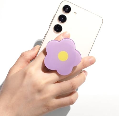 Vibrant Violet Daisy Mag Safe-Compatible Collapsible Phone Grip Stand – Stylish and Portable Mobile Accessory for Effortless Control and Enhanced Stability