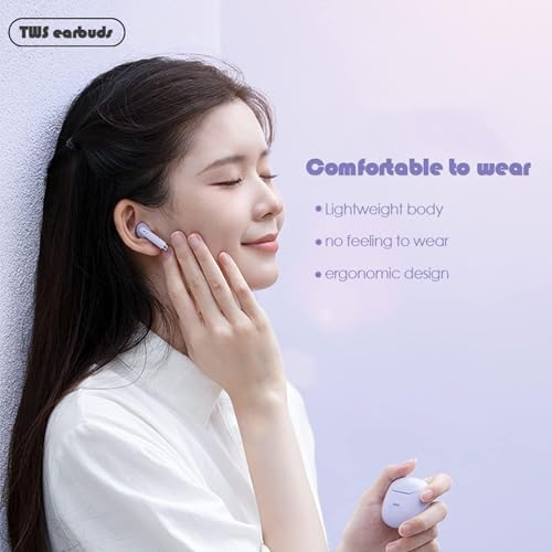 Chic Pink True Wireless Earbuds with Advanced Bluetooth 5.3 – Immersive Noise Cancellation, Powerful Deep Bass & Integrated Microphone – Waterproof Sports-Proof Design for On-the-Go Lifestyle – Perfect Fit for i Phone & Android Users – Transform Your Listening Journey Now!