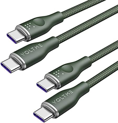 VOLTME 3.3 ft USB C Cable 2-Pack – Premium Nylon Braided Type C Charger for Fast Charging & High-Speed Data Transfer – Compatible with Mac Book Pro 2020, i Pad Pro 2021, Galaxy S22, Pixel, Switch & More – Durable, Universal Charging Solution in Grey for Enhanced Performance and Longevity