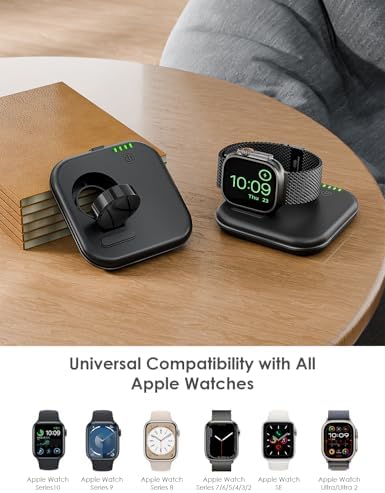 Portable Magnetic Power Bank for Apple Watch – 2000 m Ah Foldable Charger with Type-C Cable | Essential Travel Companion for Series 2-10, SE, Ultra 1/2 | Lightweight, Durable Emergency Backup Solution for Fitness and Adventure Seekers