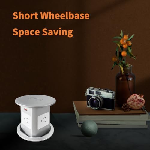 ZESHAN Sleek Pop-Up Power Outlet with 15 W Wireless Charging Station – Dual US Outlets, USB A & USB C PD Fast Charging Ports for Effortless Connectivity at Home or Office – Ideal for Conference Tables and Kitchen Counters, Modern Black Finish