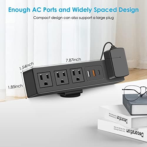 CCCEI Universal Desk Clamp Power Strip with Dual USB Ports – Advanced 1200 J Surge Protector for Desktop Mounting, Fast Charging Convenience, 6 FT Flat Plug, Ideal for Bulky Adapters, Fits 1.9 Inch Tabletops – Optimize Your Workspace Efficiency and Safety