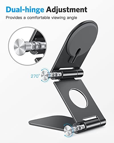 Stand for MagSafe Charger, OMOTON Foldable Phone Stand Holder for MagSafe Accessories， Compatible with iPhone 15/14/13/12 Pro Max/Pro/Mini, Charger for MagSafe Not Included, Black – Enhanced Compatibility and Speed