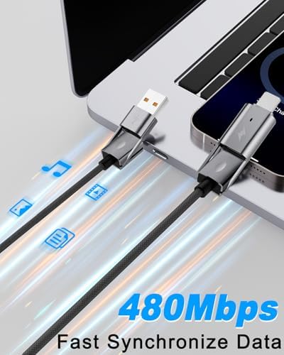 4 in 1 USB C Cable, 2Pack [Upgraded] Multi Fast Charging Cable, PD 65W 27W, 6FT+3FT, Round Braided, Compatible with iPhone/iPad/Samsung/MacBook – Enhanced Compatibility and Speed