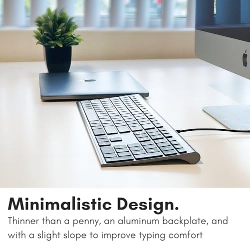 Transform Your Workspace with the Macally Slim USB Wired Keyboard – Perfect for Mac & Windows Users, Featuring 110 Scissor Switch Keys and Numeric Keypad for Ultimate Efficiency! Enjoy Seamless Typing with 20 Custom Shortcuts and Hassle-Free USB Plug-and-Play Setup – Ideal for Professionals and Everyday Tasks!