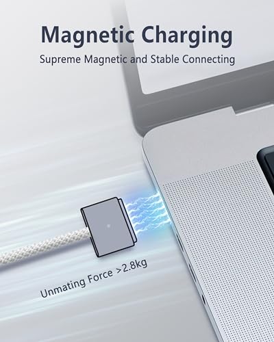Magnetic USB-C Charging Cable (2 m) – Midnight Blue – Fast 3-in-1 Charge for Mac Book Air & Pro – Effortless Magnetic Connection, Durable Design for Ultimate Convenience – Perfect for Home & Office Use