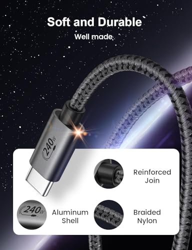 High-Performance XAOSUN 16 FT USB C to USB C Cable – PD3.1 240 W Fast Charging for i Phone, Mac Book & Samsung Galaxy – Unmatched Durability & Flexibility for Ultimate Connectivity