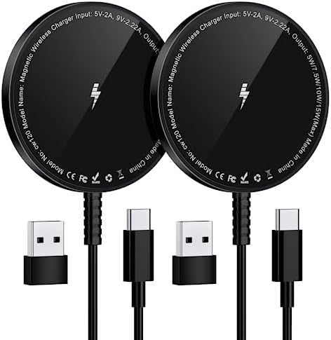 Magnetic Wireless Charging Pad for i Phone 16, 15, 14, 13, 12 & Air Pods 4-2 Pro – Ultra-Thin Aluminum Alloy Design with Strong Magnet for Secure Connection, USB-C/A Compatibility, Perfect for Desk & Travel – Elevate Your Charging Experience with Effortless Convenience and Style