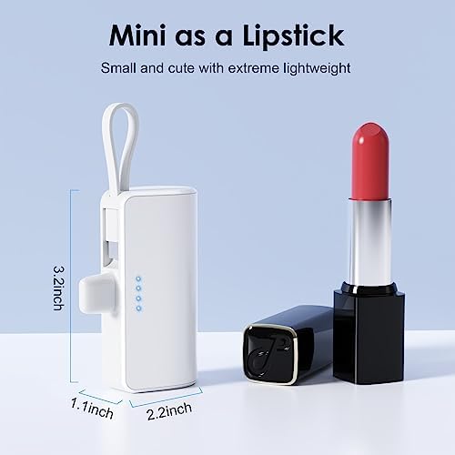 Ultra-Compact 5200 m Ah Power Bank with Built-in USB-C Cable – High-Speed Mini Charger for i Phone 15/14/13/12/XR/8/7/6 & Android Devices – Perfect On-the-Go Backup Solution for Busy Lifestyles with LED Battery Indicator and Enhanced Compatibility