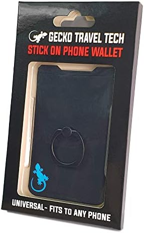 Gecko Universal Phone Ring Wallet – 360° Swivel Grip with Strong Adhesive for Credit Cards and Cash – Enhanced Stability and Comfort for Selfies, Videos, and Everyday Use – Compatible with All Cell Phone Models – Durable, Magnetic Mount Ready – Gray Finish – 90-Day Satisfaction Guarantee