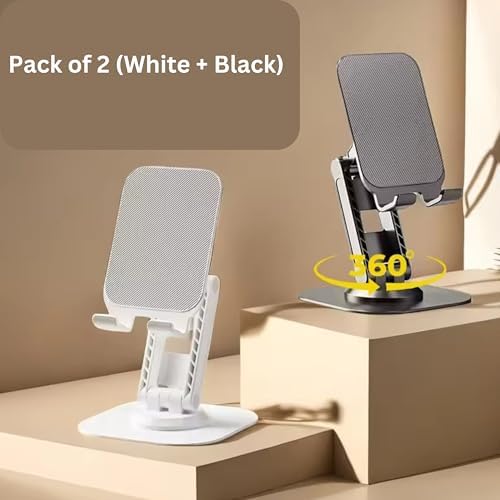 2 Pack Cell Phone Stand Adjustable Phone Holder for Desk, Home Office Fits All Mobile Phones, iPads and Tablet 4-10in with Anti-Slip Base and Convenient Charging Port Access – Enhanced Compatibility and Speed